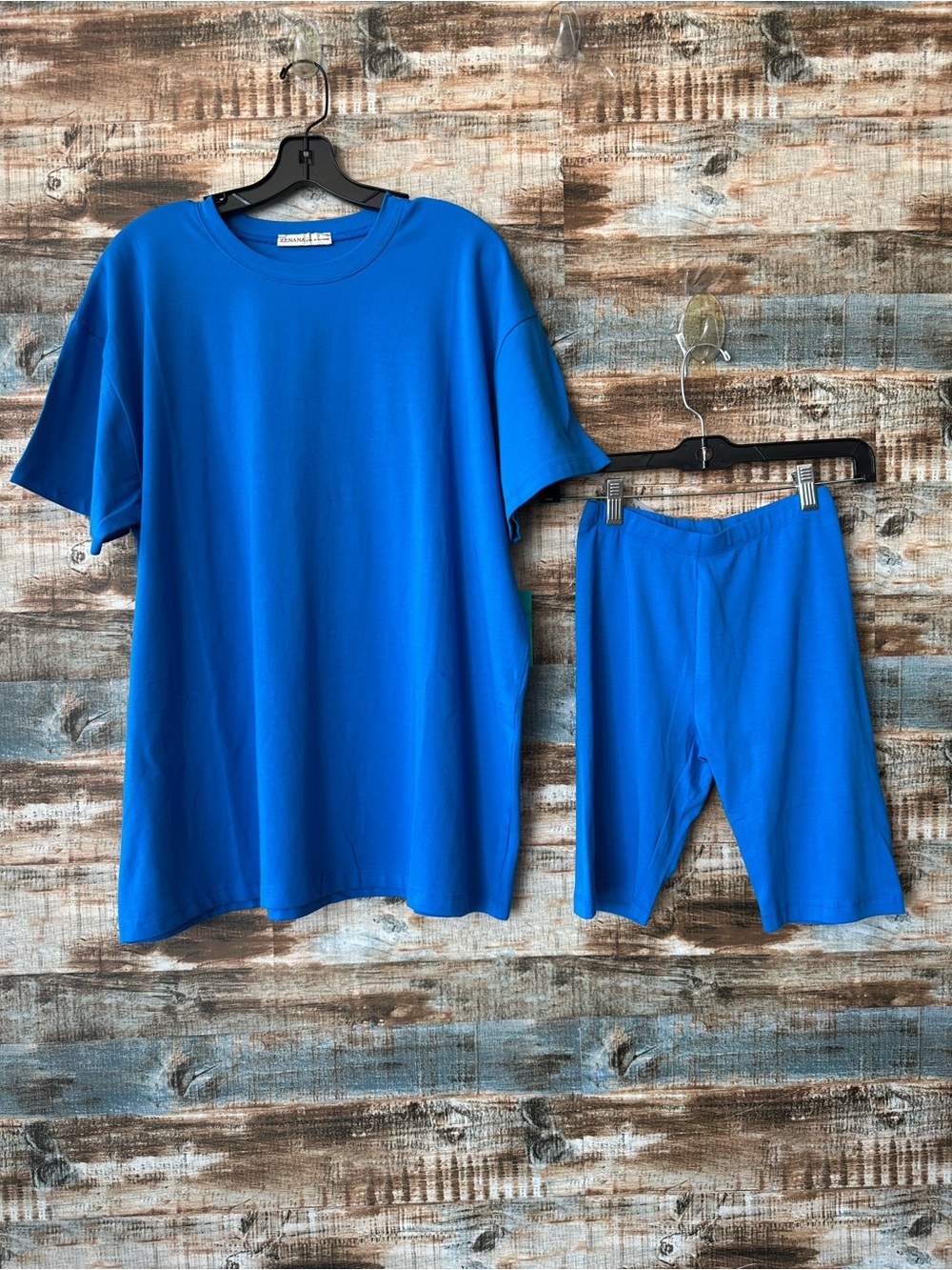 Zenana Outfitters Bright Blue Biker Shorts Set  Size Small